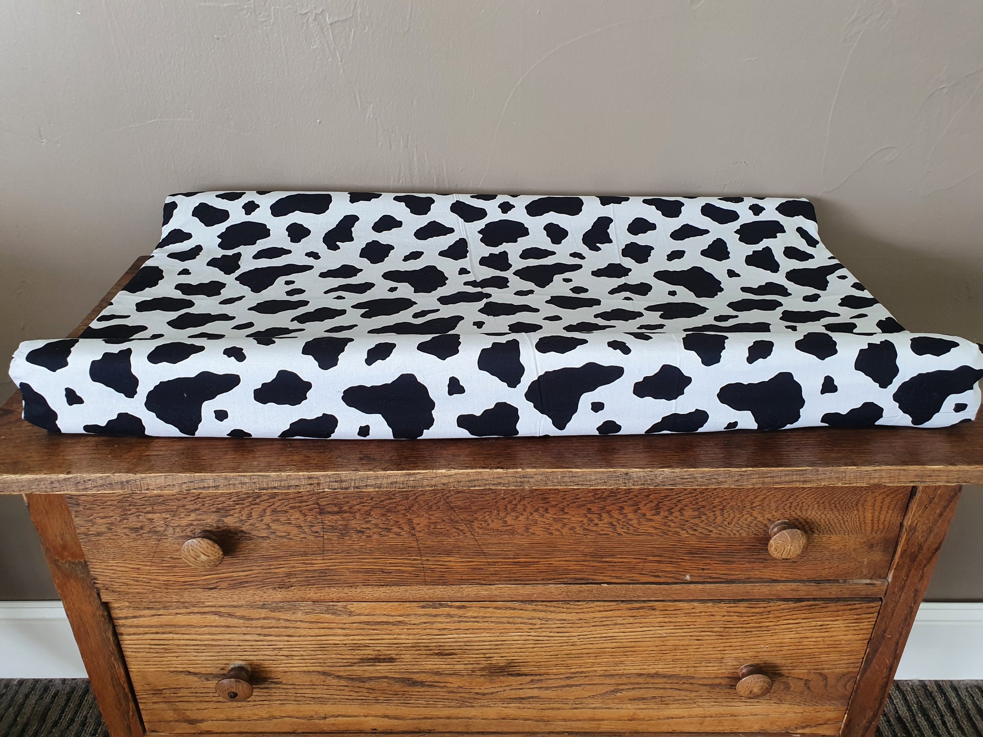 Changing Pad Cover - Cow Print Cotton in Black White - DBC Baby Bedding Co 