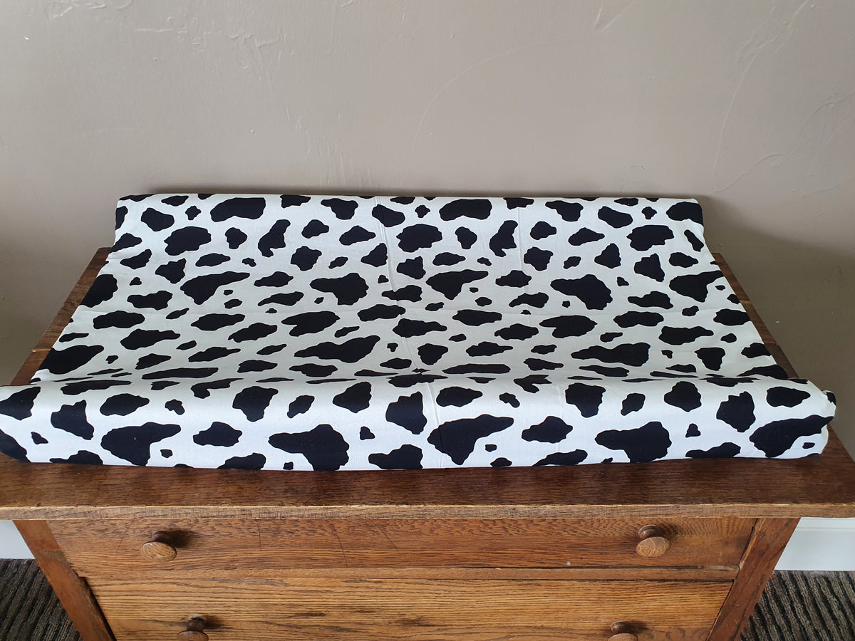 Changing Pad Cover - Cow Print Cotton in Black White - DBC Baby Bedding Co 