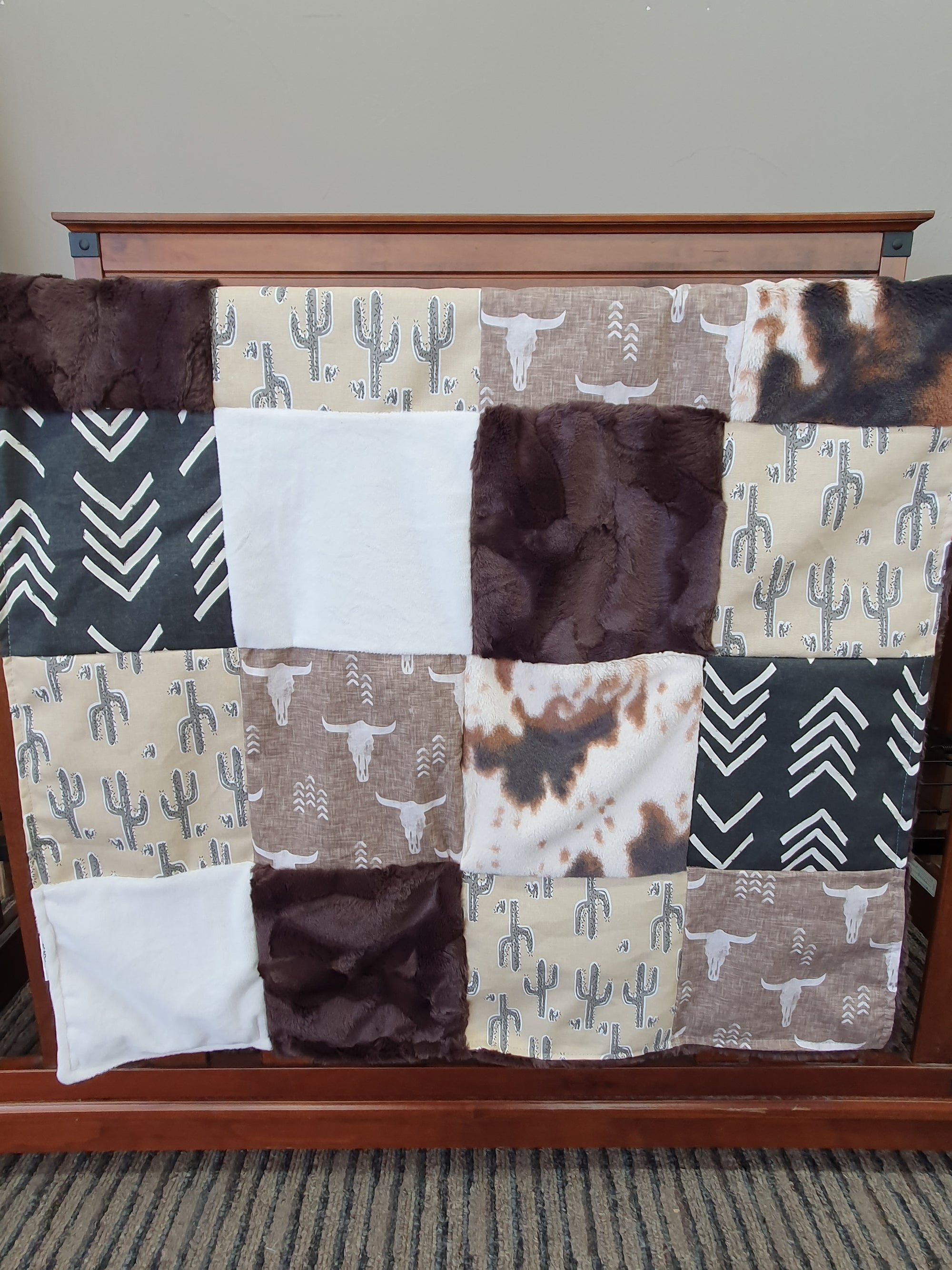 New Release Custom Boy Crib Bedding - Steer, Cactus, and Cow Western Collection - DBC Baby Bedding Co 