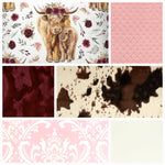 New Release Twin, Full, or Queen Patchwork Blanket - Floral Highland Cow and Cow Minky - DBC Baby Bedding Co 