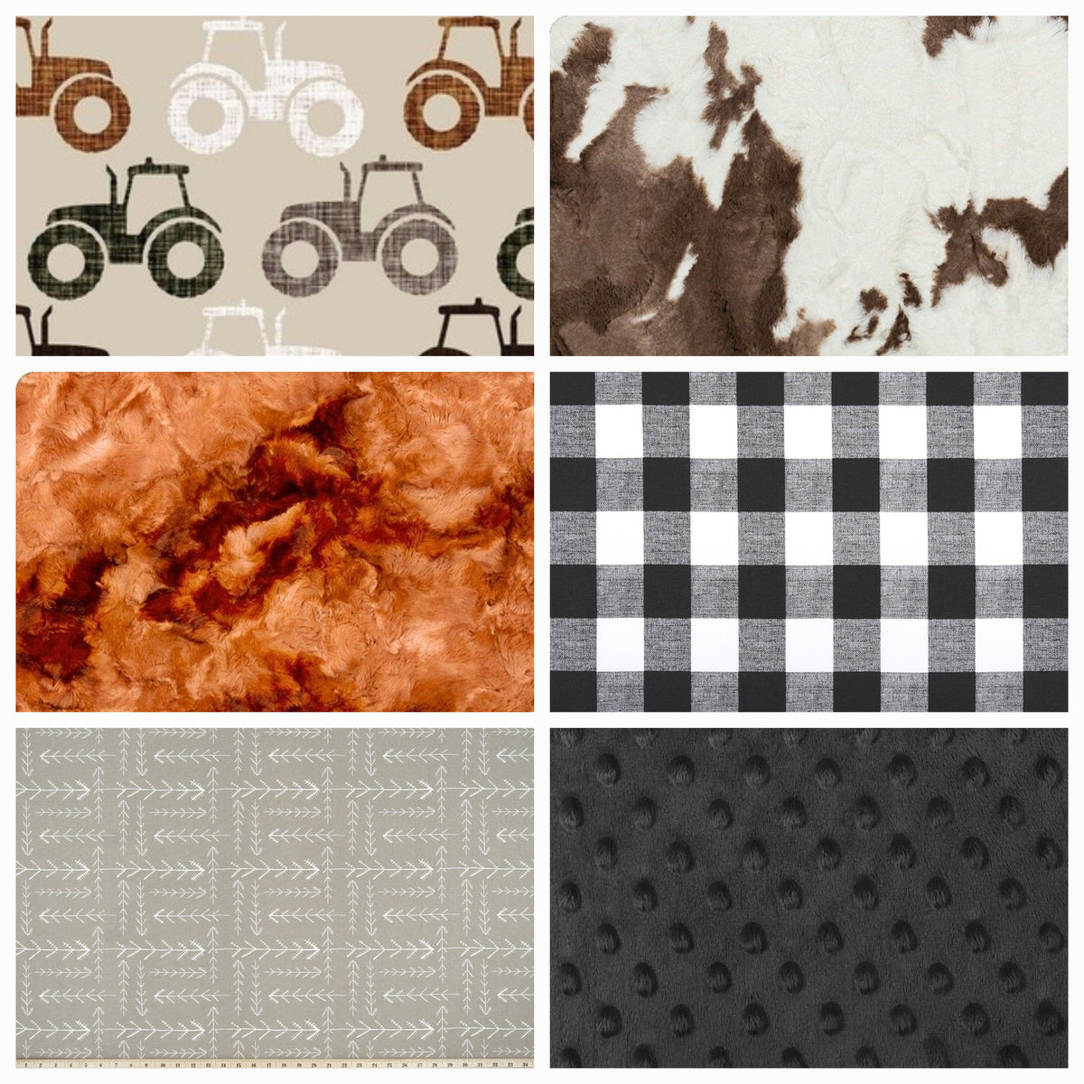 New Release Boy Crib Bedding- Tractor and Brownie Calf Minky Farm Baby Bedding Collection - DBC Baby Bedding Co 