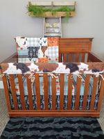 New Release Boy Crib Bedding- Buck, Mint Aztec, Cow Minky Western Baby Bedding Collection - DBC Baby Bedding Co 