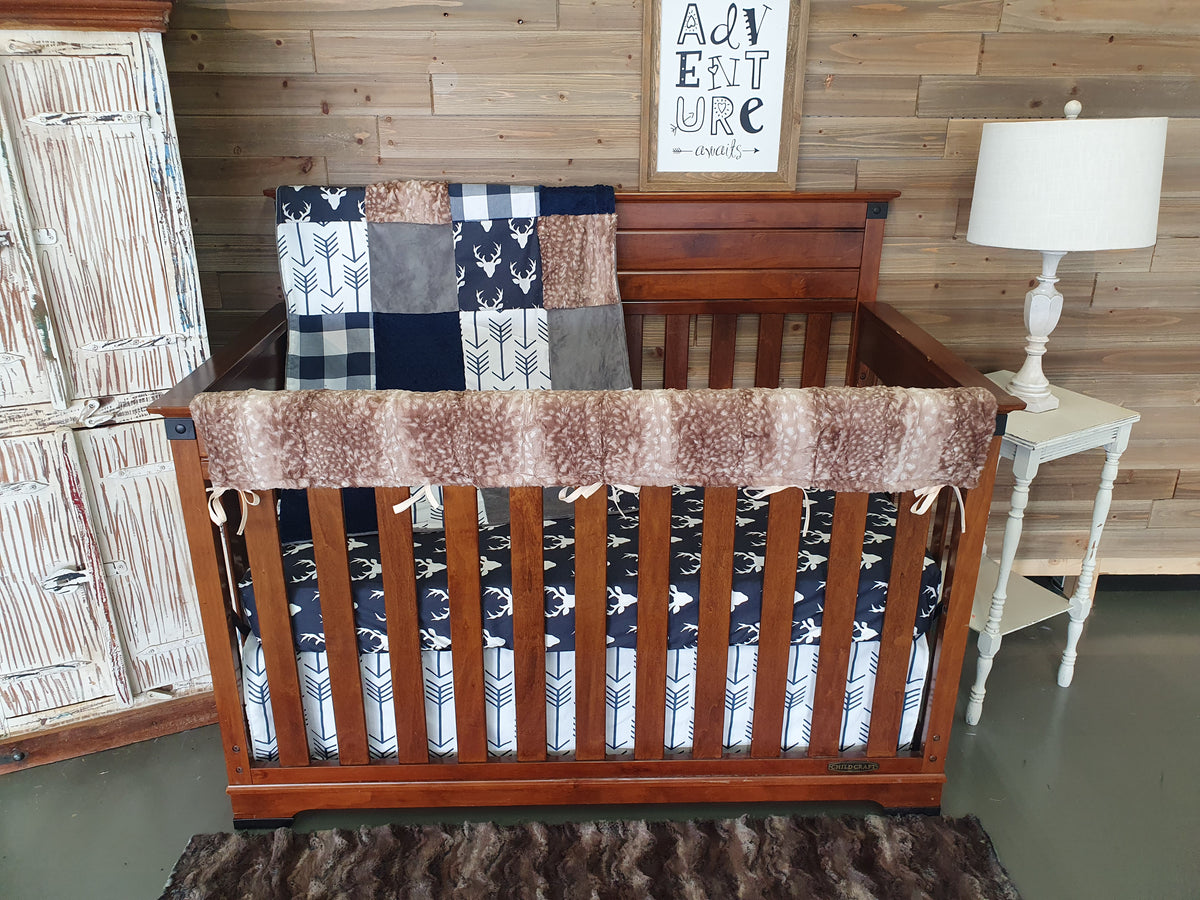 New Release Boy Crib Bedding - Buck Navy and Gray Woodland Baby Bedding &amp; Nursery Collection - DBC Baby Bedding Co 
