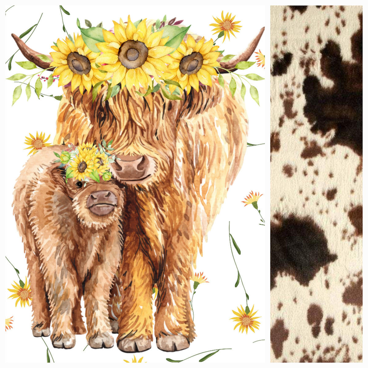 New Release Girl Crib Bedding- Sunflower Floral Highland Cows Baby Bedding &amp; Nursery Collection - DBC Baby Bedding Co 