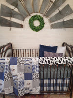 New Release Custom Boy Crib Bedding - Navy Cows Come Home Farm Crib Bedding Collection - DBC Baby Bedding Co 