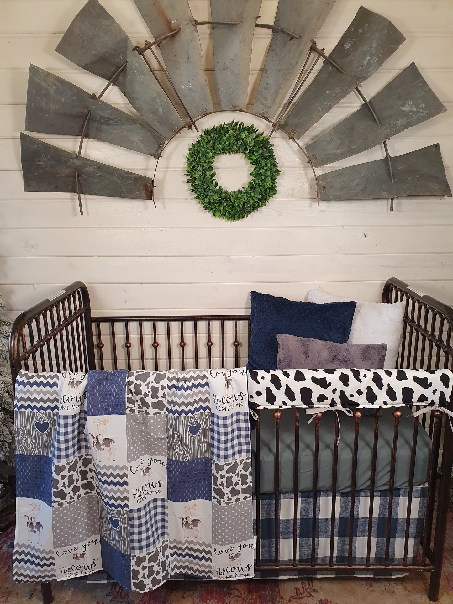 New Release Custom Boy Crib Bedding - Navy Cows Come Home Farm Crib Bedding Collection - DBC Baby Bedding Co 