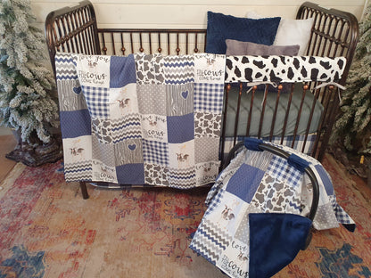 New Release Custom Boy Crib Bedding - Navy Cows Come Home Farm Crib Bedding Collection - DBC Baby Bedding Co 