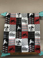 Custom Boy Crib Bedding - Dirt Bike, Race Flag Check, Motocross Collection - DBC Baby Bedding Co 