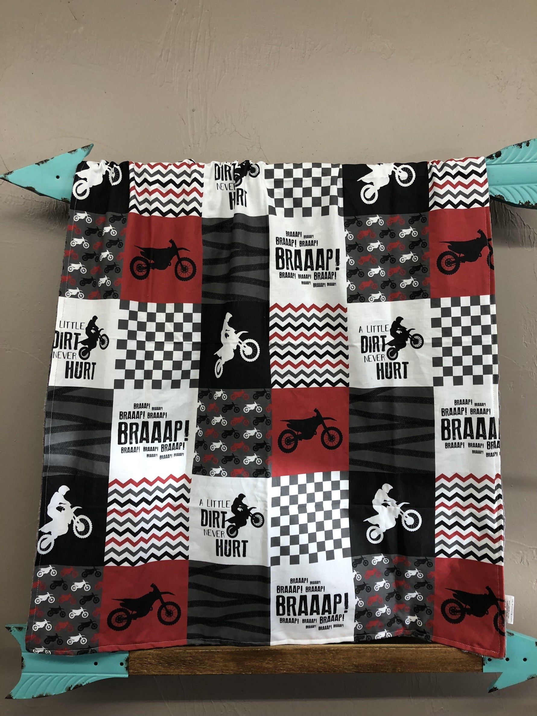 Custom Boy Crib Bedding - Dirt Bike, Race Flag Check, Motocross Collection - DBC Baby Bedding Co 