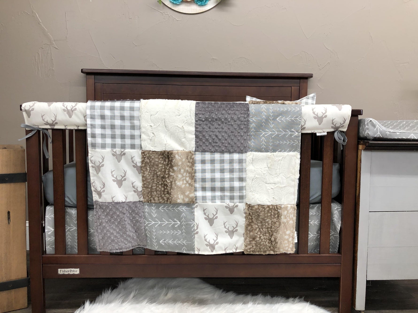 Ready to Ship Boy Crib Bedding - Buck, Check, Arrow Woodland Collection - DBC Baby Bedding Co 