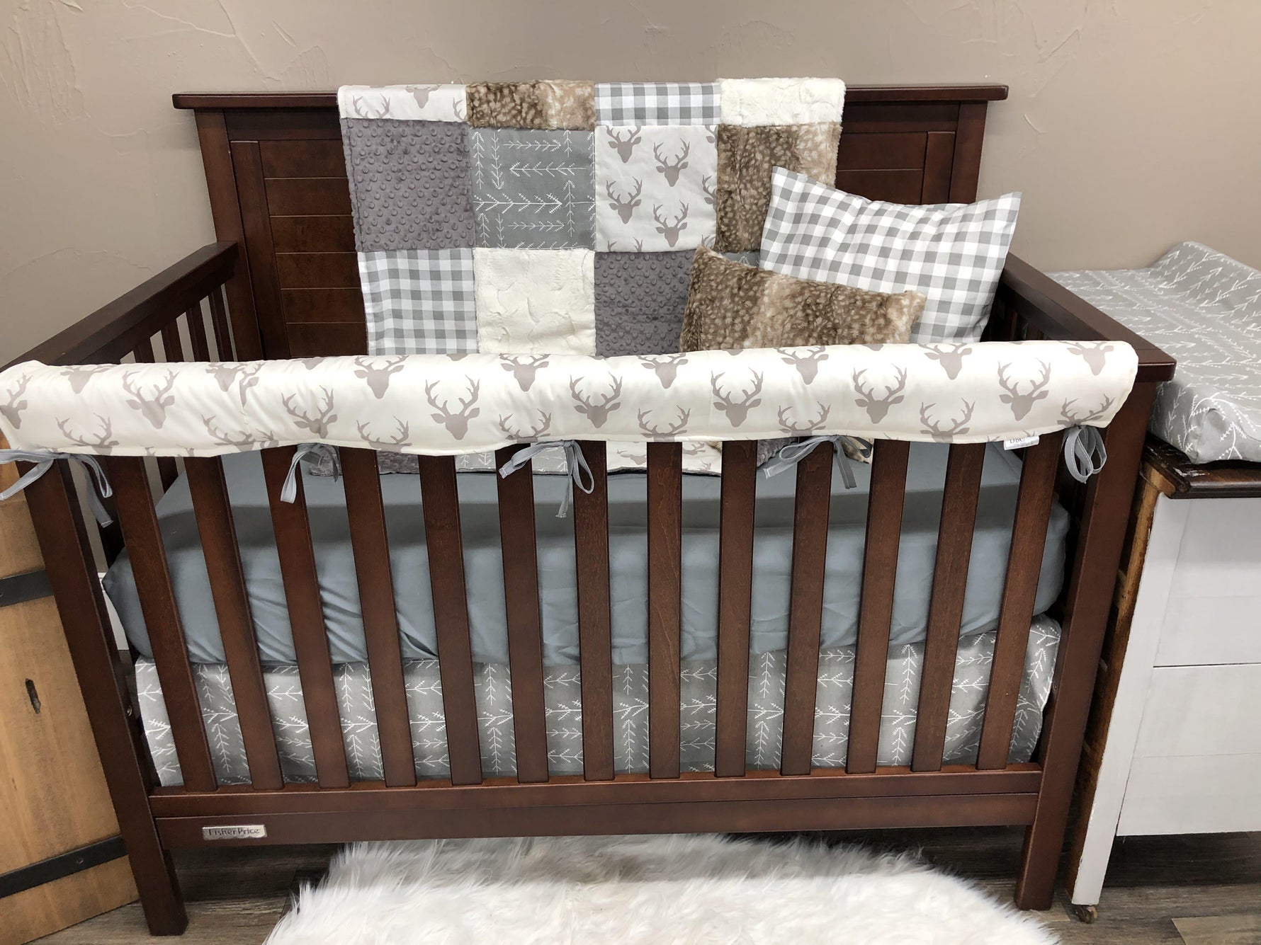 Ready to Ship Boy Crib Bedding - Buck, Check, Arrow Woodland Collection - DBC Baby Bedding Co 