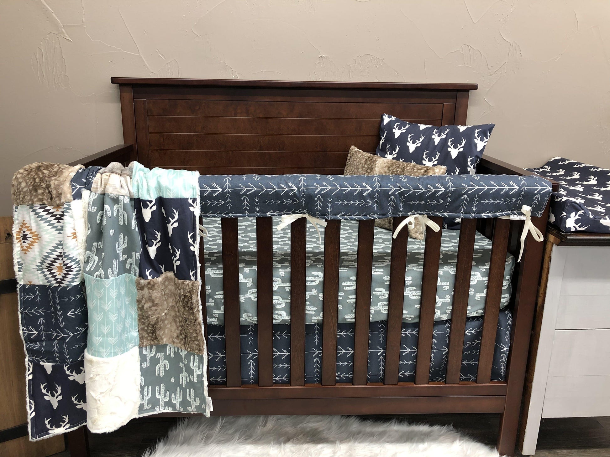 Ready to Ship Boy Crib Bedding - Buck, Aztec, Cactus, Arrows, Buck and Aztec Collection - DBC Baby Bedding Co 