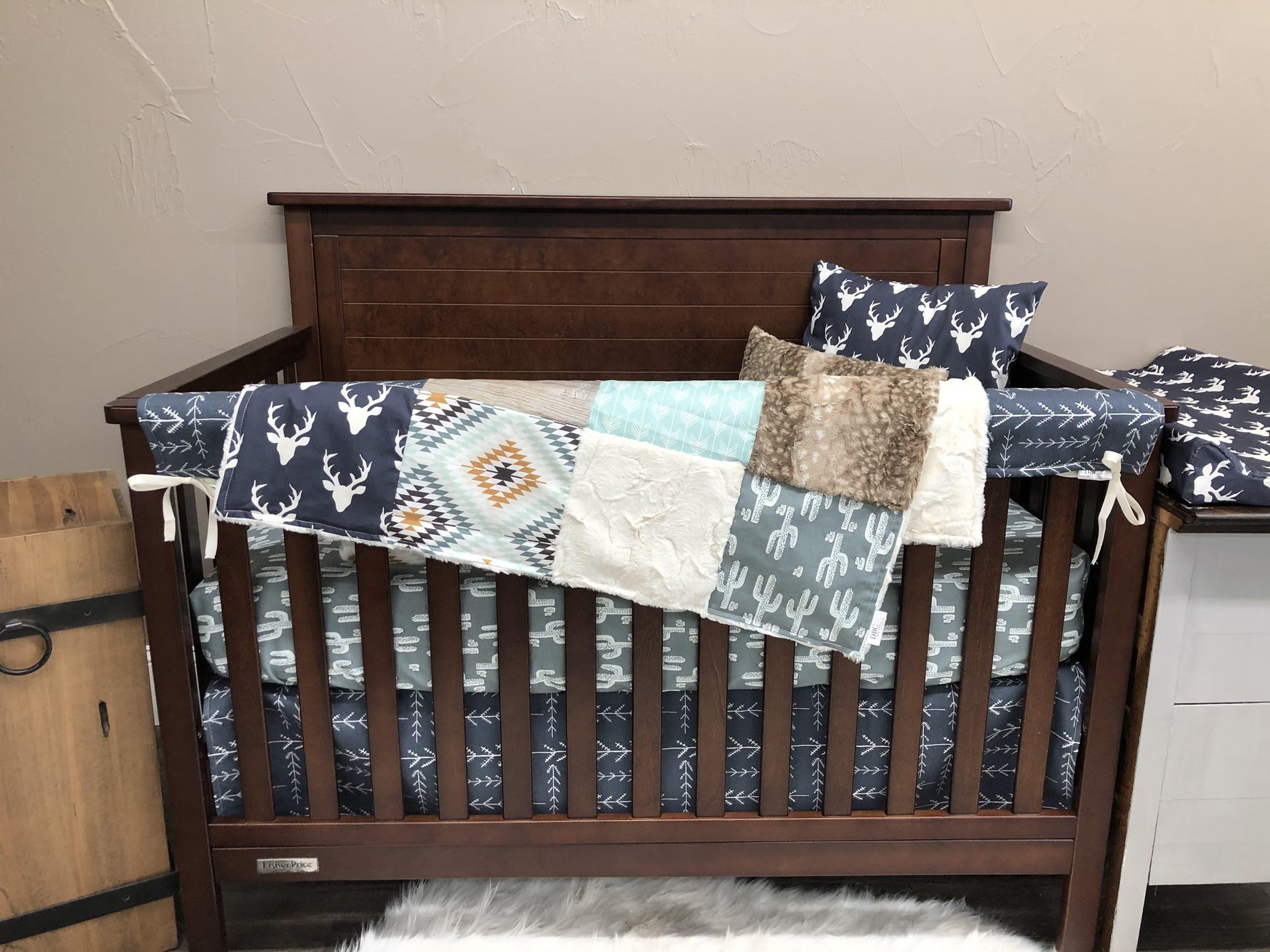 Ready to Ship Boy Crib Bedding - Buck, Aztec, Cactus, Arrows, Buck and Aztec Collection - DBC Baby Bedding Co 