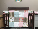 Custom Girl Crib Bedding - Watercolor Flower and Cactus Nursery Collection - DBC Baby Bedding Co 