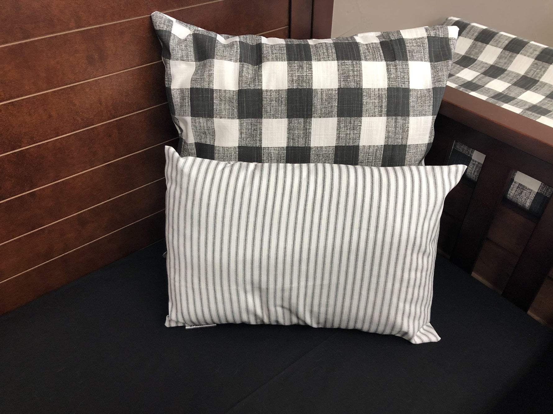 Neutral Crib Bedding- Black Buffalo Check, Black Ticking Stripe, Farmhouse Collection - DBC Baby Bedding Co 