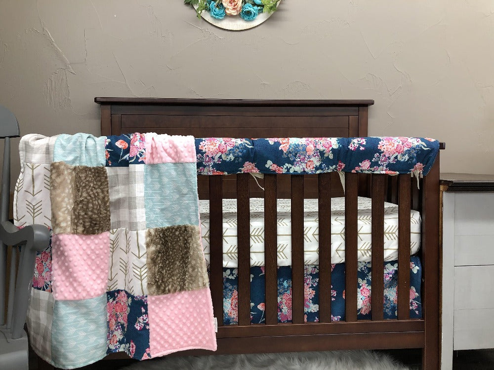 Ready Ship Girl Crib Bedding- Floral, Arrow, Fawn Collection - DBC Baby Bedding Co 