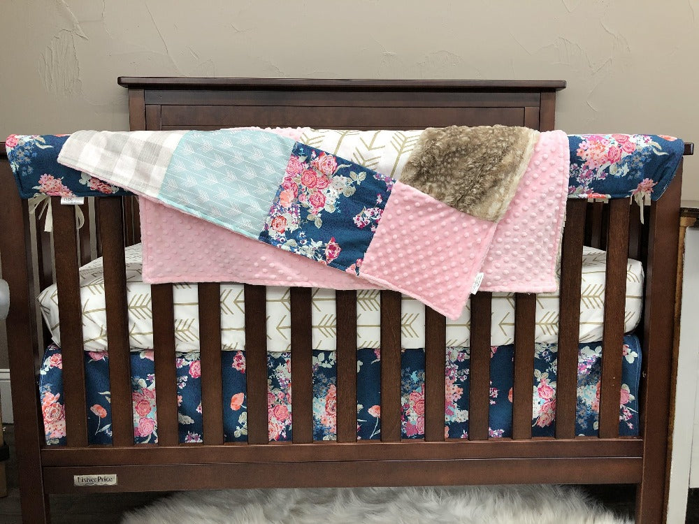 Ready Ship Girl Crib Bedding- Floral, Arrow, Fawn Collection - DBC Baby Bedding Co 