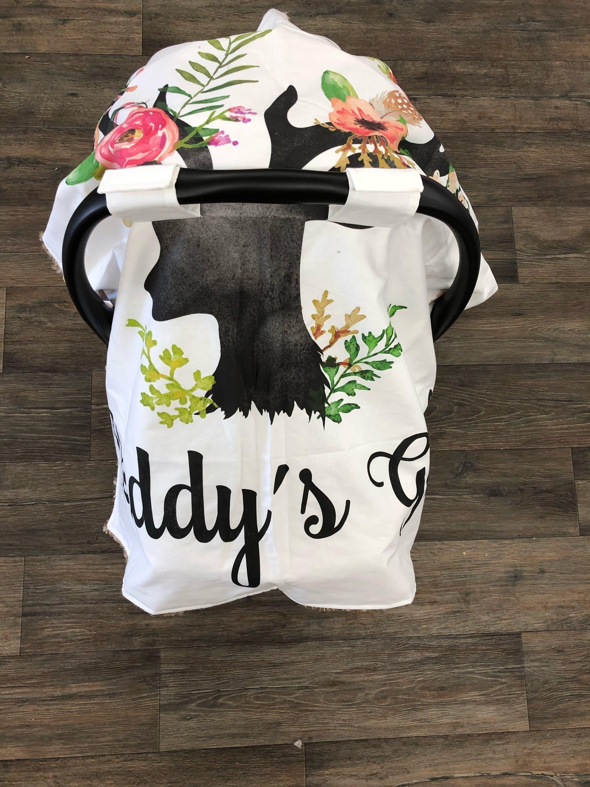 Custom Carseat Tent - Daddy's Girl Buck Carseat Canopy - DBC Baby Bedding Co 