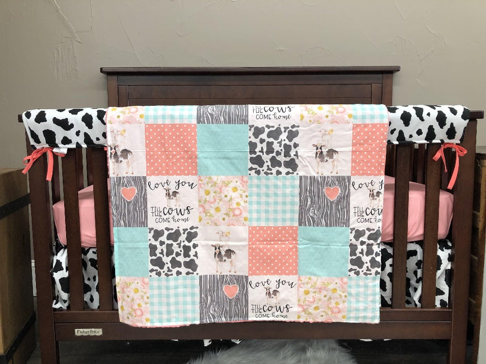 Custom Girl Crib Bedding - Cows Come Home Farm Baby Bedding Collection - DBC Baby Bedding Co 