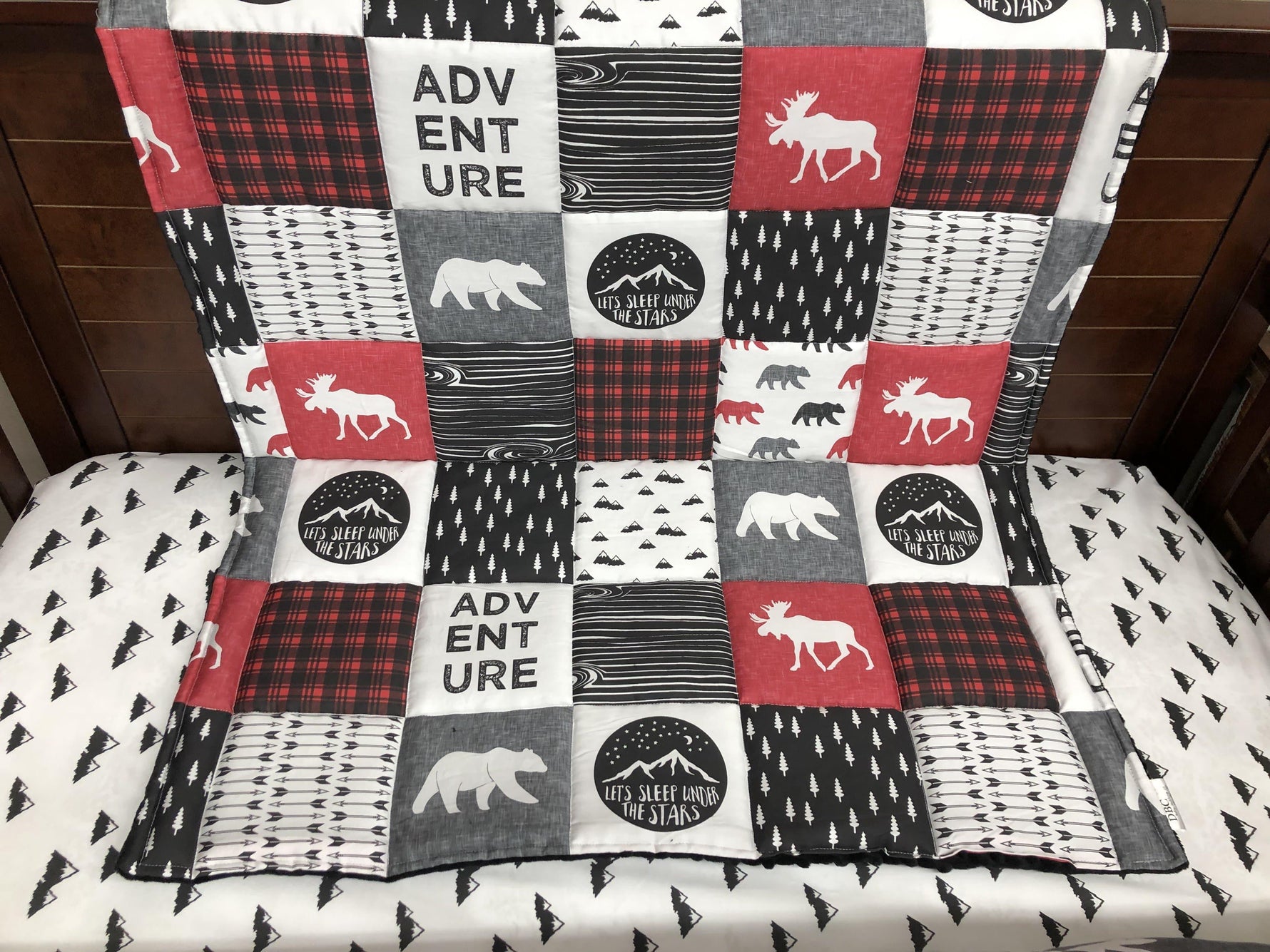 Custom Boy Crib Bedding - Adventure Moose Bear and Little Mountains Woodland Nursery Collection - DBC Baby Bedding Co 