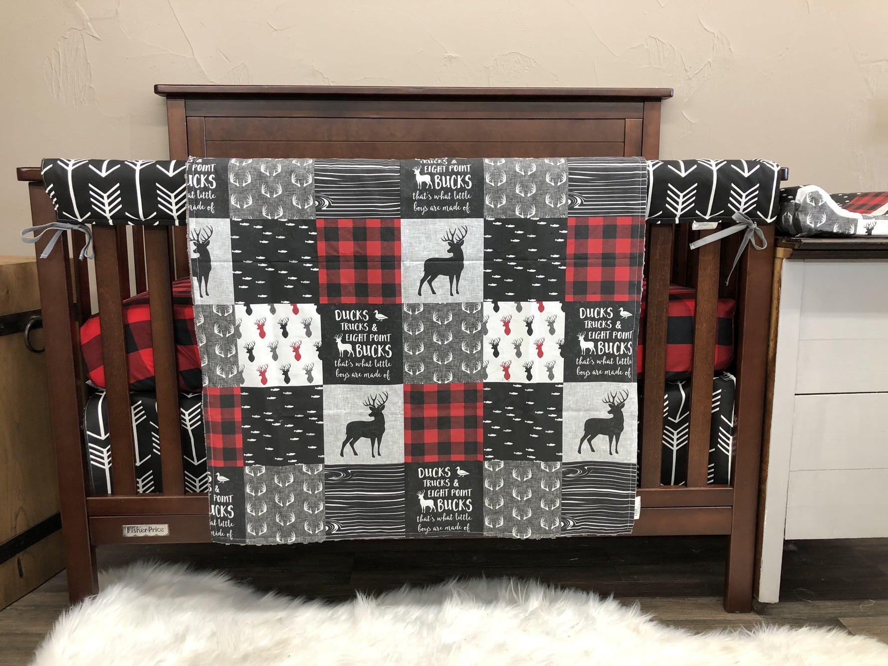 Custom Boy Crib Bedding - Ducks Trucks Bucks Hunting Nursery Collection - DBC Baby Bedding Co 