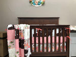 Custom Girl Crib Bedding - Cactus, Cowhide Minky, and Watercolor Flowers Western Nursery Collection - DBC Baby Bedding Co 