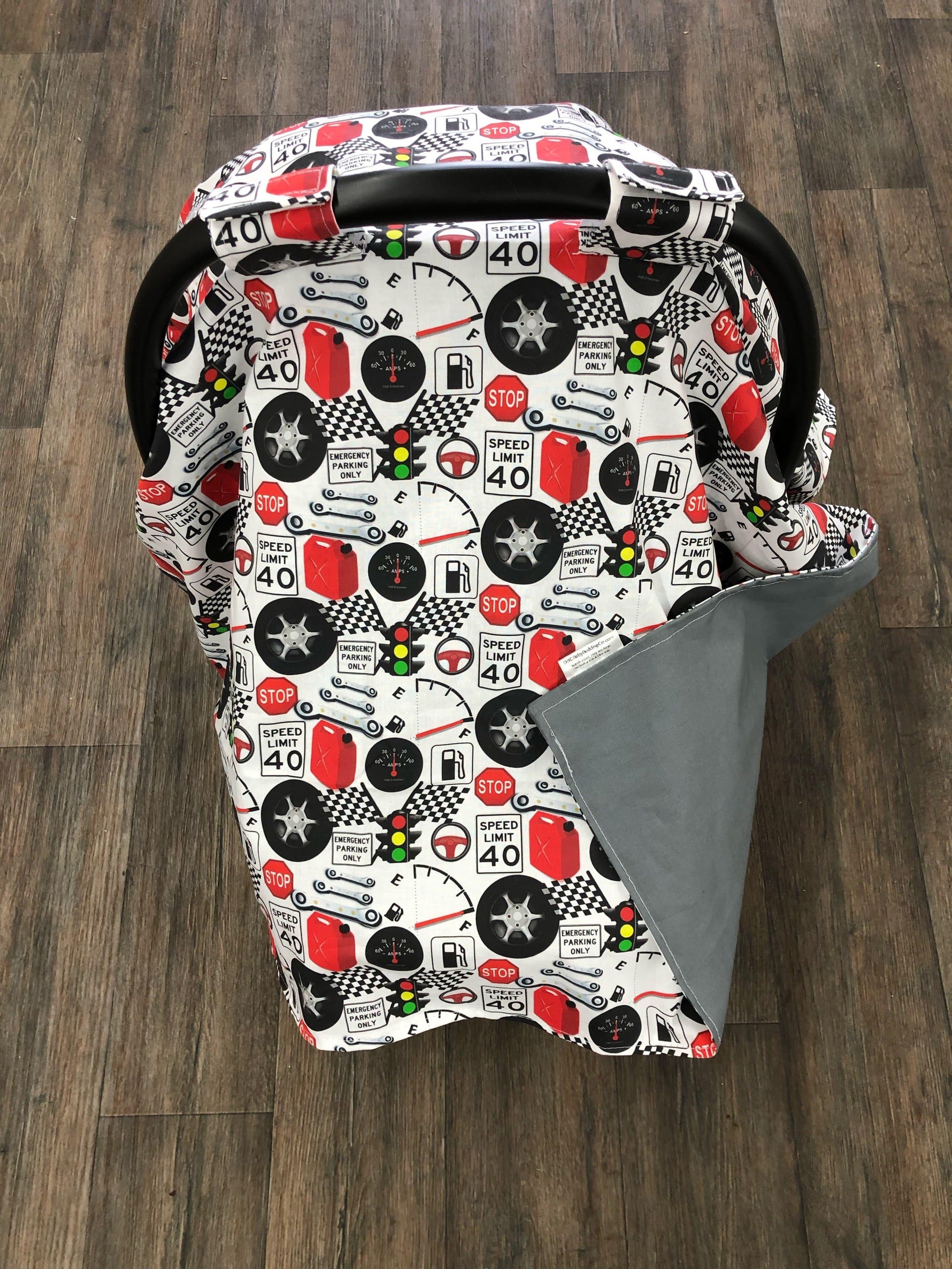 Custom Carseat tent - Mechanic Canopy - DBC Baby Bedding Co 