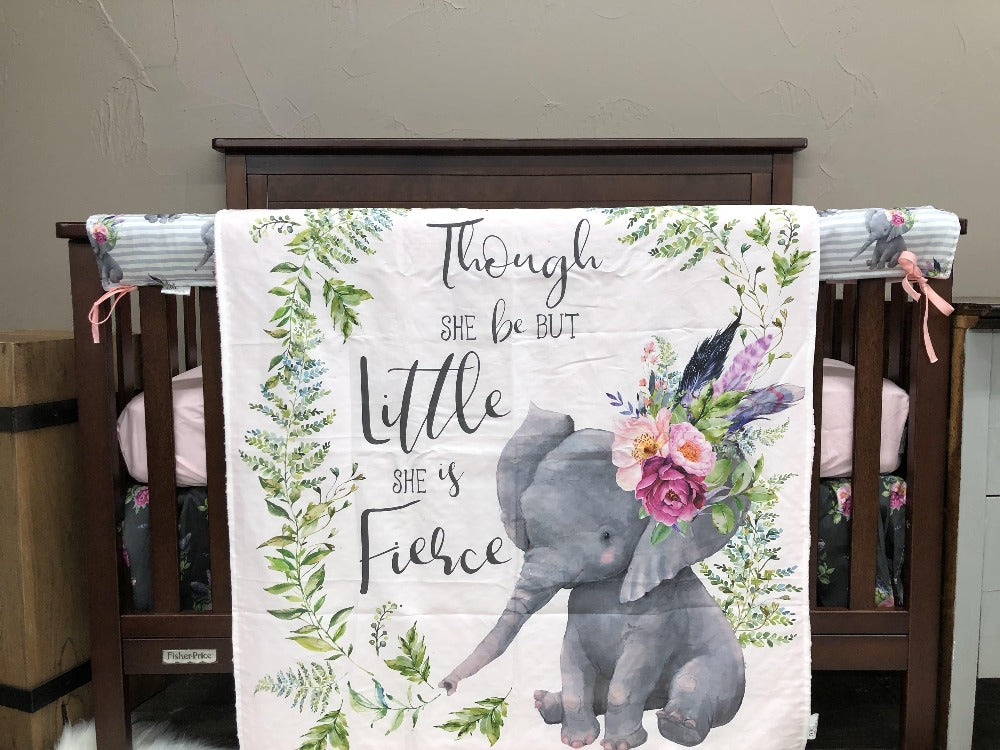 Custom Girl Crib Bedding - Elephant Nursery Collection - DBC Baby Bedding Co 