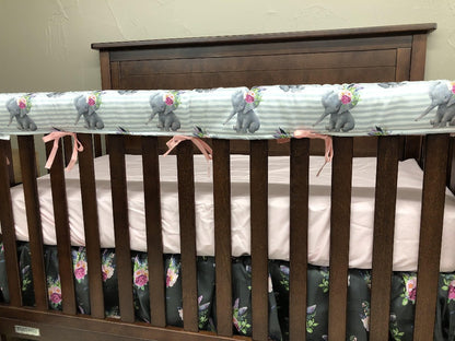 Custom Girl Crib Bedding - Elephant Nursery Collection - DBC Baby Bedding Co 