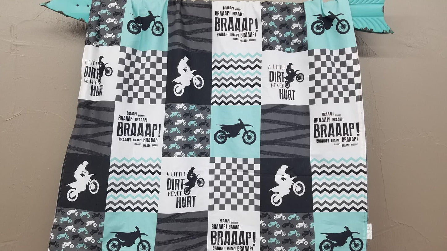 Twin, Full, or Queen Comforter - Dirt Bike Patchwork Print - DBC Baby Bedding Co 