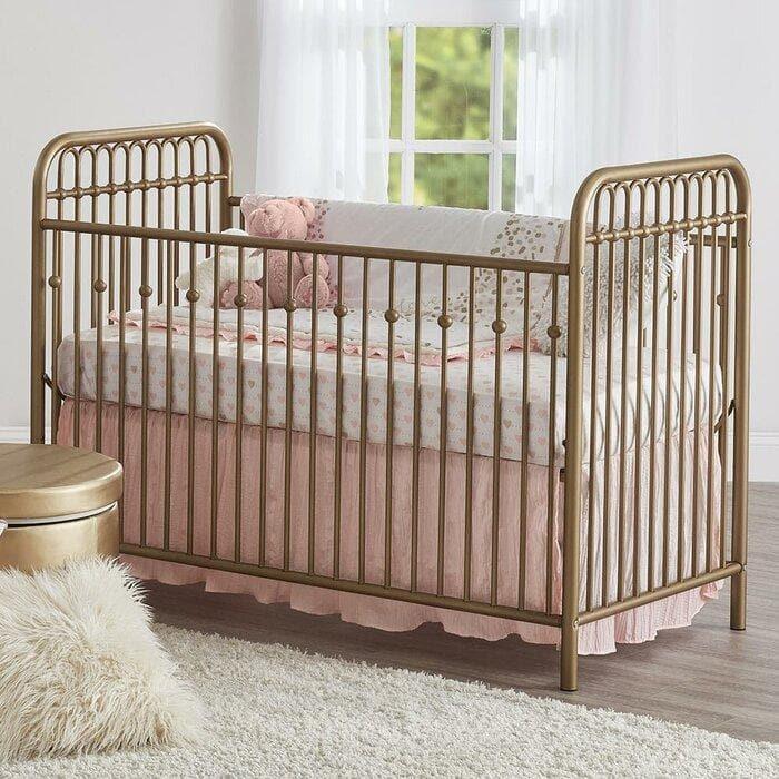 Standard Cribs - Metal Crib in Gold - DBC Baby Bedding Co 