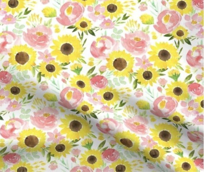 Custom Changing Pad Cover- Sunflower Rose - DBC Baby Bedding Co 