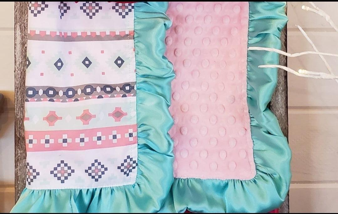 Ruffle blanket - Ruffle Aztec Stripe - DBC Baby Bedding Co 