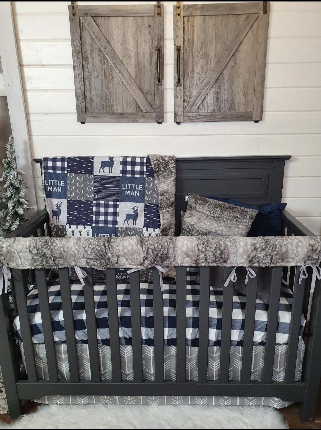 Custom Boy Crib Bedding - Little Man Deer Woodland Collection - DBC Baby Bedding Co 