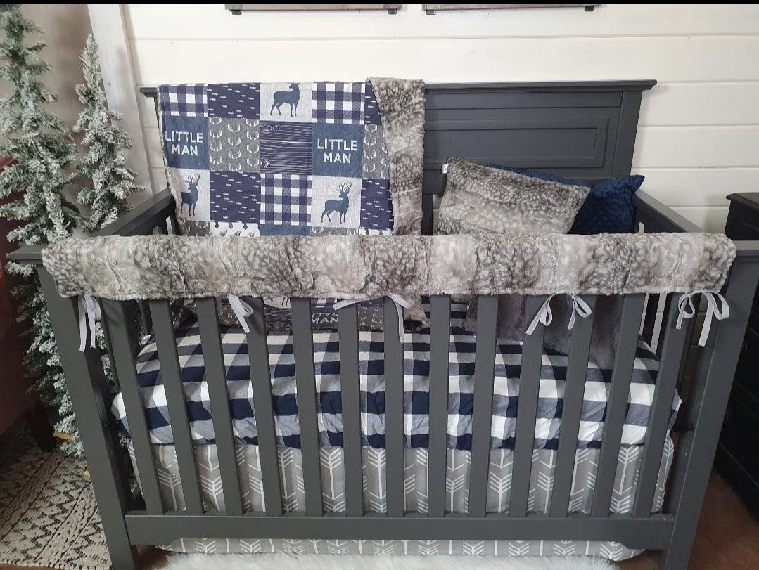 Custom Boy Crib Bedding - Little Man Deer Woodland Collection - DBC Baby Bedding Co 