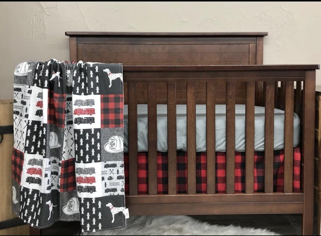 Custom Boy Crib Bedding - Firefighter Collection - DBC Baby Bedding Co 