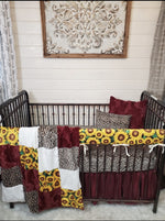 Girl Crib Bedding- Sunflower and Cheetah Minky Collection - DBC Baby Bedding Co 