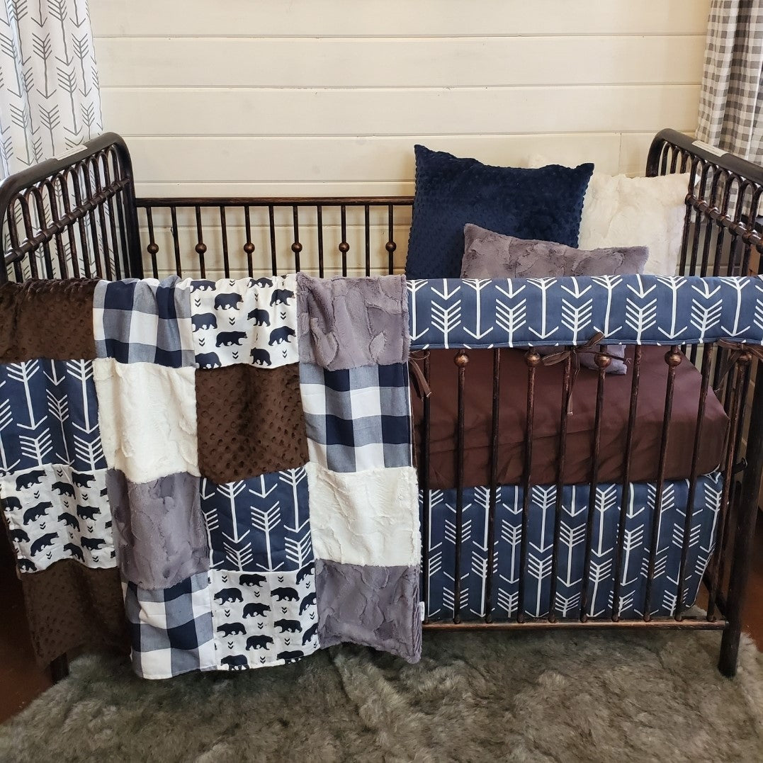 Bear Crib Bedding hotsell Set Boy, Baby Boy Crib Bedding Set, Woodland Nursery Set, Fitted Sheet, Crib Skirt, Personalized Baby Quilt, Blue Gray