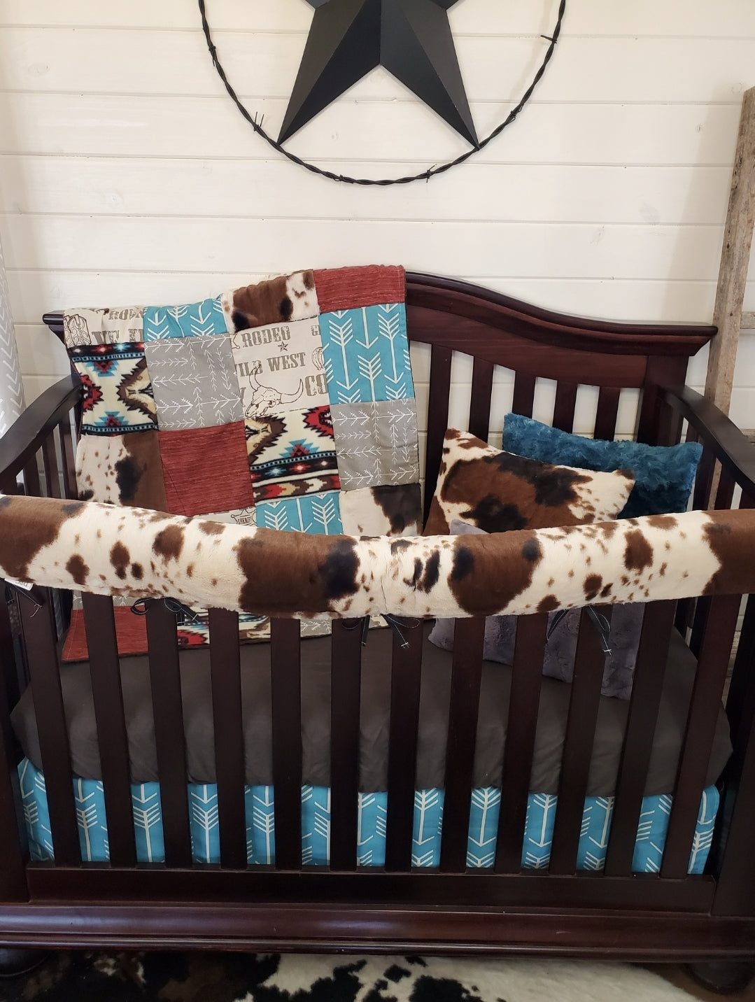 New Release Boy Crib Bedding - Cowboy, Aztec, and Cow Minky Western Baby Bedding Collection - DBC Baby Bedding Co 
