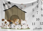 Custom Milestone Blanket - Puppy Minky Baby Blanket - DBC Baby Bedding Co 