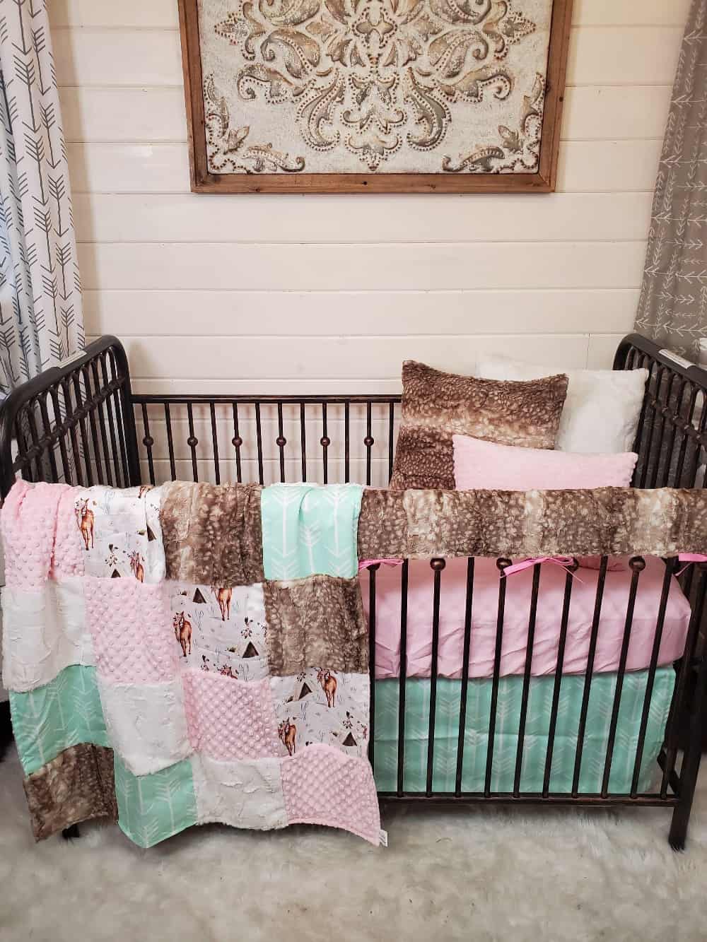 Girl Crib Bedding  - Horse & Arrow Boho Crib Bedding Collection - DBC Baby Bedding Co 