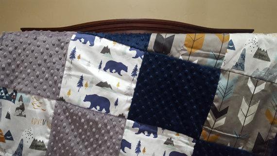 Custom Boy Crib Bedding - Adventure Awaits, Bears, Arrows, Adventure Awaits Crib Bedding - DBC Baby Bedding Co 