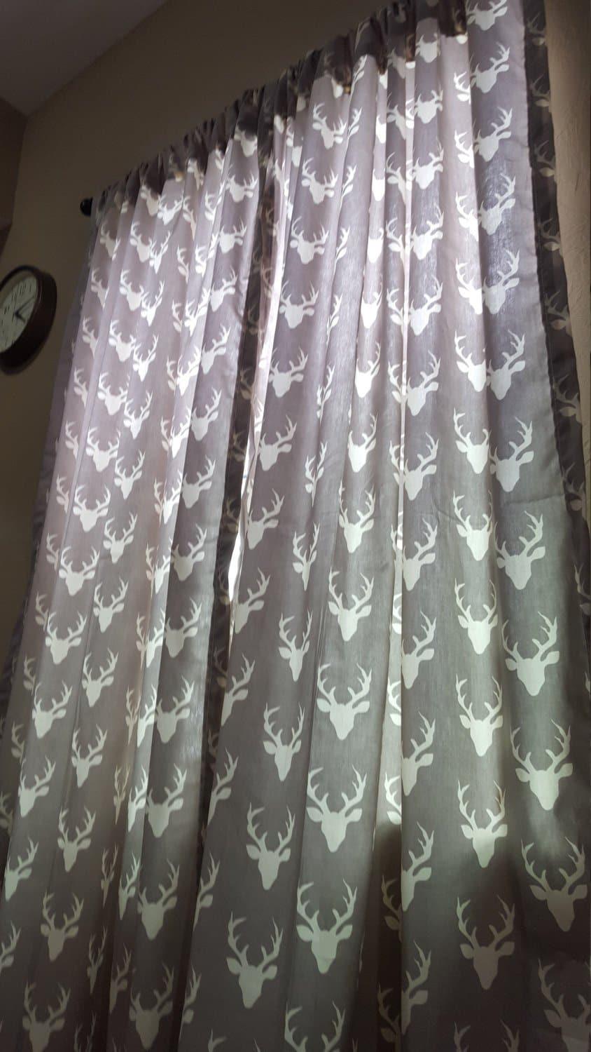 Curtain Panels or Valance - Buck in Light Gray - DBC Baby Bedding Co 