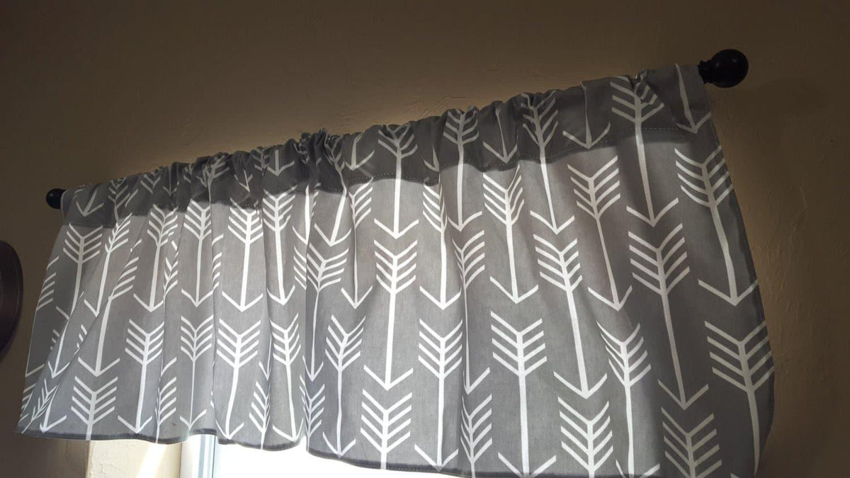 Curtain Panels or Valance - Arrow in Gray - DBC Baby Bedding Co 