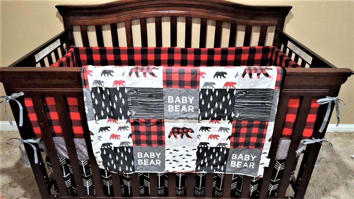 Custom Boy Crib Bedding - Baby Bear Woodland Nursery Collection - DBC Baby Bedding Co