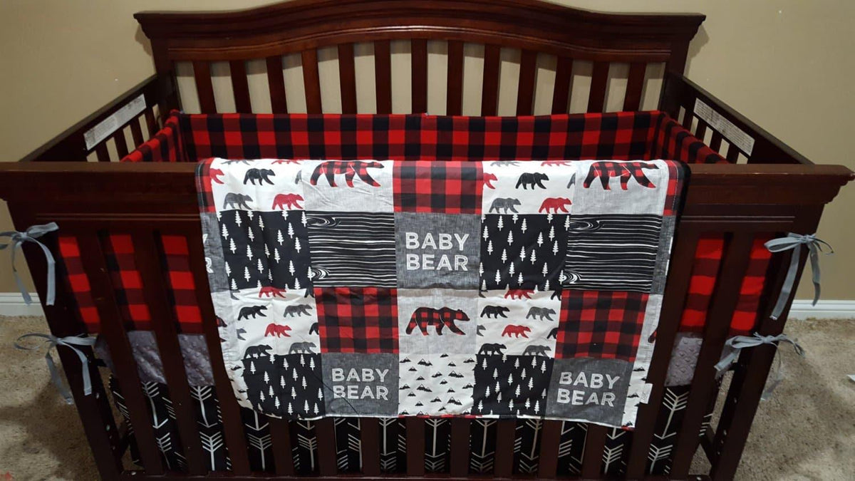 Custom Boy Crib Bedding - Baby Bear Woodland Nursery Collection - DBC Baby Bedding Co 