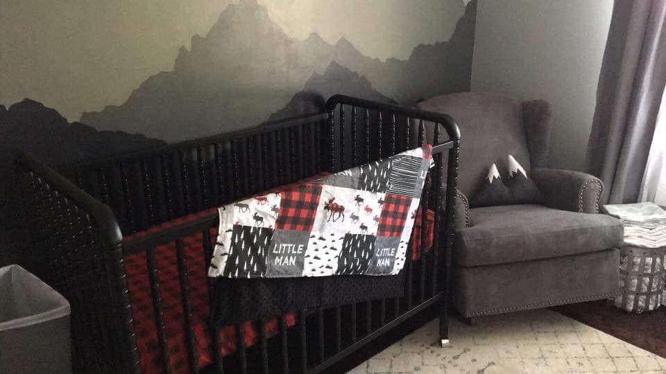 Custom Boy Crib Bedding - Little Man Moose Woodland Collection - DBC Baby Bedding Co 