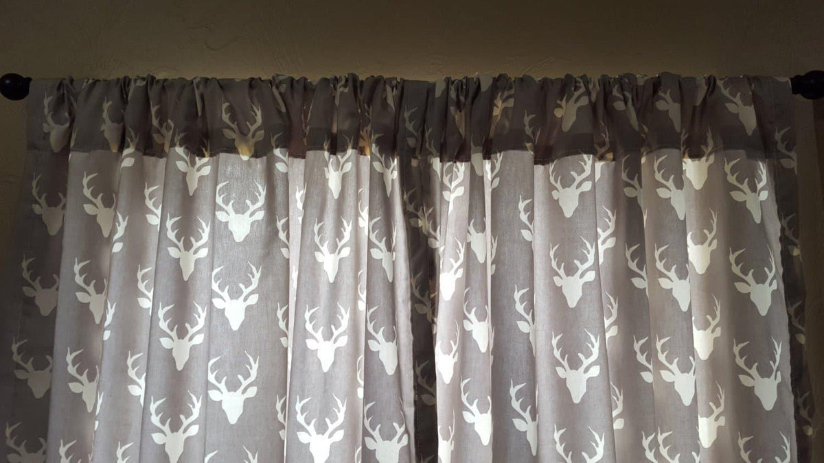Curtain Panels or Valance - Buck in Light Gray - DBC Baby Bedding Co 