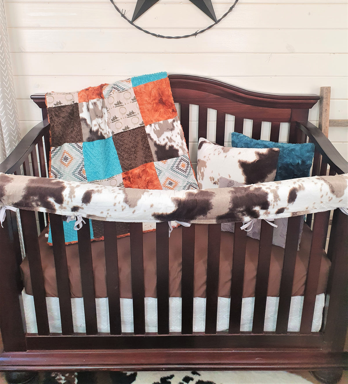 New Release Boy Crib Bedding - Team Roping Cowboy and Brown Sugar Cow Minky Western Baby Bedding Collection - DBC Baby Bedding Co