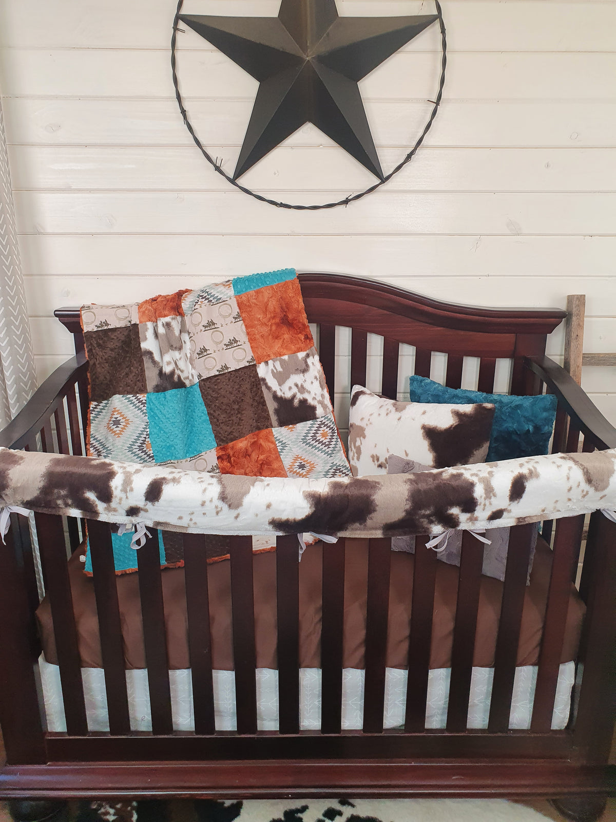 New Release Boy Crib Bedding - Team Roping Cowboy and Brown Sugar Cow Minky Western Baby Bedding Collection - DBC Baby Bedding Co 